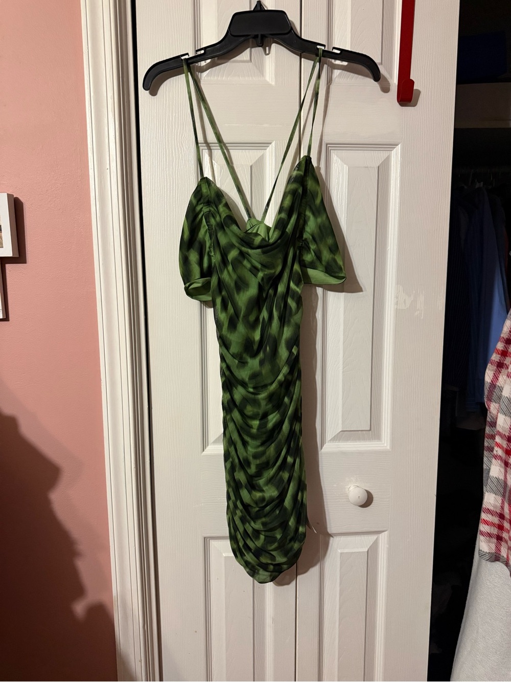ASOS Green Leopard-Print Mesh Mini Dress - Picture 4 of 7